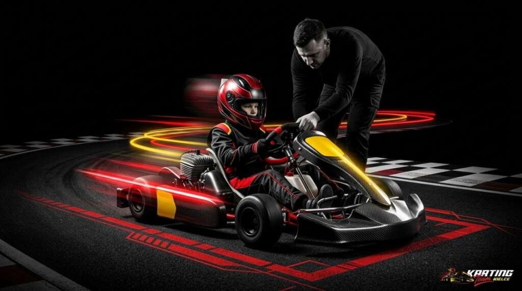 Pierwszy raz na gokartach: dziecko uczy się jazdy w Kielcach